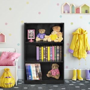 lot 6439 image: Furinno JAYA Simple Home 3-Tier Adjustable Shelf Bookcase, Blackwood