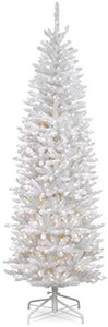 lot 6441 image: National Tree 6 .5 Kingswood White Fir Hinged Pencil Tree with 250 Clear Lights