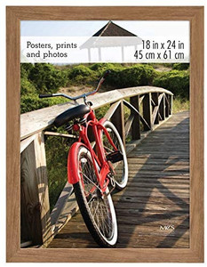 lot 6448 image: Museum Poster Frame 18x24 Medium Oak Woodgrain Wall Hanging Display Clear Styre