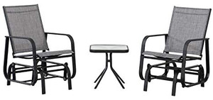 lot 6474 image: AmazonBasics Furniture, 3 Piece Garden Set, Outdoor, Sliding Chairs, Bistro Set, Gray