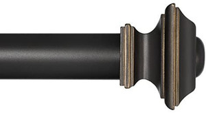 lot 6491 image: Ivilon Window Treatment Curtain Rod - Square Finials, 1 18 in Rod, 72 to 144