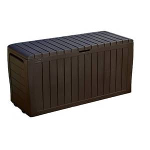 lot 6496 image: Keter Marvel Plus 71 Gallon Outdoor Storage Deck Box, Espresso Brown