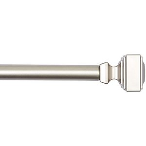 lot 6500 image: Basics 1 Wall Curtain Rod with Square Finials, 72 to 144, Nickel