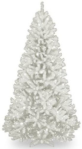 lot 6508 image: National Tree 7 North Valley White Spruce Hinged Tree with Glitter and 550 Clear Lights