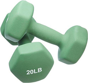 lot 6514 image: AmazonBasics Neoprene Dumbbells 20-Pound, Set of 2, Green