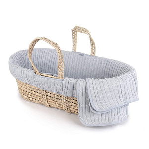 lot 6515 image: Tadpoles Cable Knit Moses Basket and Bedding Set, Grey