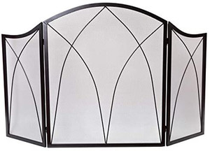 lot 6521 image: DOEWORKS Basic Three Panel Arch Fireplace Screen
