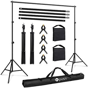 lot 6522 image: HPUSN Adjustable Background Stand for Wedding Stage Decoration Photo Studio Stand System Kit with Clamp Sandbag Carrying Bag