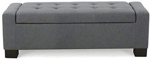 lot 6540 image: Christopher Knight Home Guernsey Fabric Storage Ottoman, Charcoal