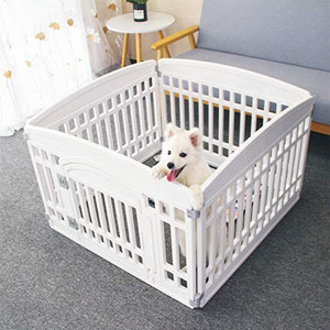 lot 6542 image: Pet Playpen Foldable Gate for Dogs Heavy Plastic Puppy Exercise Pen with Door Portable Indoor Outdoor Small Pets Fence Puppies Folding Cage 4 Panels Medium Animals House Supplies (33.5x33.5 inches)