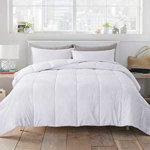 lot 6544 image: King Down Alternative Quilted Comforter - All Season Lightweight Duvet Insert or Stand-Alone Comforter with Corner Tabs - White ��102�90 Inch��