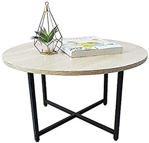 lot 6547 image: TOYSINTHEBOX Round Coffee Tables, Accent Table Sofa Table Tea Table for Living Room, Office Desk, Balcony, Wood Desktop and Metal Legs, 23.6 Inches
