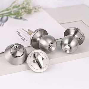 lot 6550 image: 5 Sets-Keyed Alike Entry Door Knob with Single Cylinder Deadbolts, Keyed Handleset for Front Door Exterior and Interior Hardware, Entry Lockset Lever Set Satin Nickel, Contractor Pack