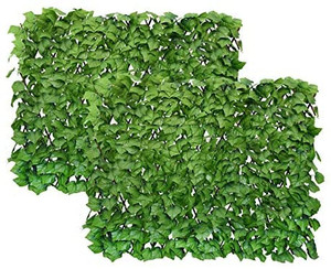 lot 6570 image: Expandable Faux Ivy Privacy Fence Screen Stretchable Artificial Hedge Single Sided for Balcony Patio Garden (2PC,Grape)