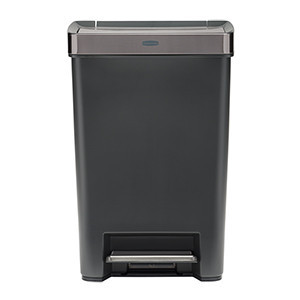 lot 7524 image: Rubbermaid Premier Series IV Step-On Trash Can for Home and Kitchen, with Stainless Steel Lid, 12.4 Gallon, Charcoal