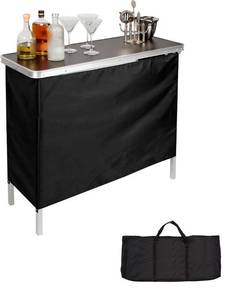 lot 7526 image: Trademark Innovations Portable Bar Table, Black