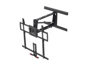 lot 7527 image: Monoprice Above Fireplace Mantel Pull-Down Full-Motion Articulating TV Wall Mount Bracket For LED TVs 55in to 100in, Max Weight 143 lbs, VESA Patterns Up to 800x600, Rotating, Height Adjustable