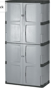 lot 7529 image: Rubbermaid Storage 72 Inch, Four-Shelf, 2 Door cabinet, Resin Locking Storage Cabinet