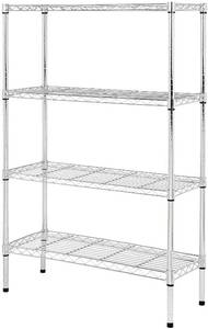 lot 7537 image: Amazon Basics 4-Shelf Adjustable, Heavy Duty Storage Shelving Unit, Steel Organizer Wire Rack, Chrome