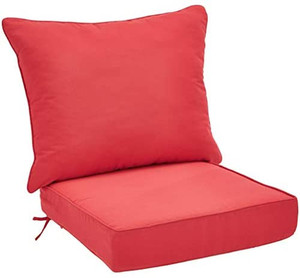 lot 7539 image: Amazon Basics Deep Seat Patio Seat and Back Cushion Set - Red