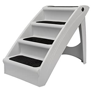 lot 7544 image: PetSafe CozyUp Folding Pet Steps - Pet Stairs for IndoorOutdoor at Home or Travel - Dog Steps for High Beds - Built-in Safety Features Includes Siderails, Non-Slip Pads - Durable, Support 150-200 lbs