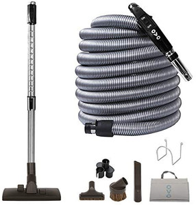 lot 7548 image: OVO Central Vacuum Standard Kit, with 30354050ft Low-Voltage Hose, ONOff Control at The Handle, 12���� Combo Brush and Accessories, for Hard Surfaces and Carpets, 30, Black
