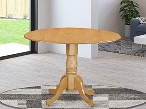 lot 7555 image: East West Furniture DLT-OAK-TP Dublin Table - Oak Table Top Surface and Oak Finish Pedestal Legs Hardwood Frame Dinner Table