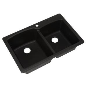 lot 7565 image: FRANKE KITCHEN SYSTEMS LLC EOOX33229-1 Onyx22x33 Double Bowl Sink