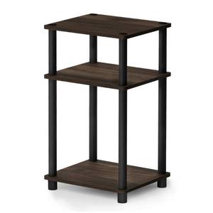 lot 7573 image: Furinno Just 3-Tier Turn-N-Tube End Table, Columbia WalnutBlack, 11087CWNBK