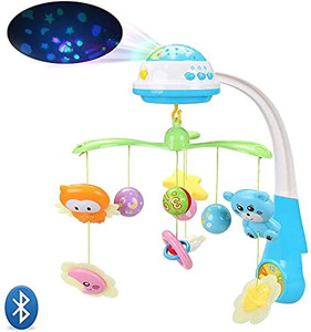 lot 7576 image: INTMEDIC Baby Musical Crib Mobile with Star Projection, Bluetooth, Volume Control for Newborn 0-24 Months Sleep