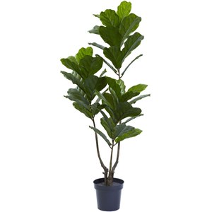 lot 7593 image: Nearly Natural 65 IndoorOutdoor Uv-Resistant Artificial Fiddle Leaf Tree