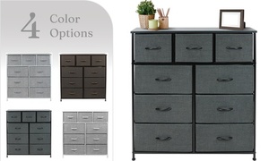 lot 7605 image: Sorbus Dresser w9 Drawers - Furniture Storage Chest Tower Unit for Bedroom in Black
