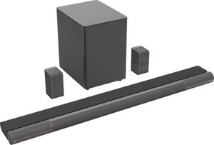 lot 3537 image: VIZIO - Elevate 5.1.4 Channel Soundbar with Wireless Subwoofer and Rotating Speakers for Dolby Atmos  DTSX - Charcoal Gray - Retail $1099.00