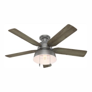 lot 3518 image: Hunter 52 Mill Valley Matte Silver Ceiling Fan with Light Kit and Pull Chain