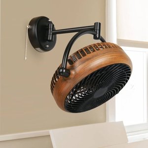 lot 3524 image: Industrial Walnut Finish 8 Inches Wall Mount Fan- Retail$159.97