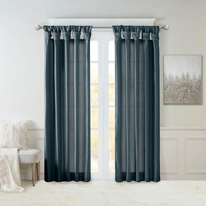 lot 3544 image: Emilia 50 x 95 Lined Faux-Silk Twisted Tab Window Panel Set Of 2