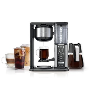 lot 3574 image: Ninja - 10-Cup Specialty Coffee Maker with Fold-Away Frother and Glass Carafe CM401 - BlackStainless Steel