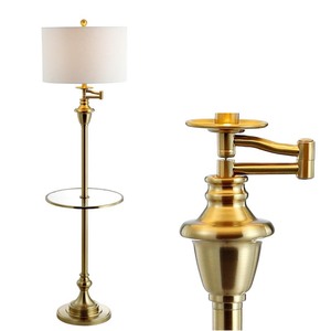 lot 3634 image: Cora 60 MetalGlass LED Side Table and Floor Lamp, Brass by JONATHAN Y