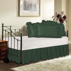 lot 3649 image: Ruffled Bed Skirt With Split Corners- Day Bed 14 Drop - Hunter Green