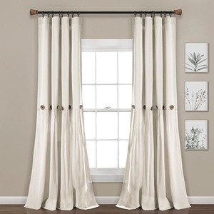 lot 3654 image: 84x40 Linen Button Light Filtering Window Curtain Panel Off White - Lush D�cor (Set Of 2)
