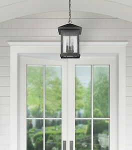 lot 3530 image: Carriage Style Outdoor Black Pendant- Retail$164.99