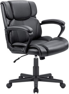 lot 3536 image: Homall Mid Back Office Chair Swivel Computer Task Chair with Armrest Ergonomic Leather Padded Executive Desk Chair- Retail$103.99