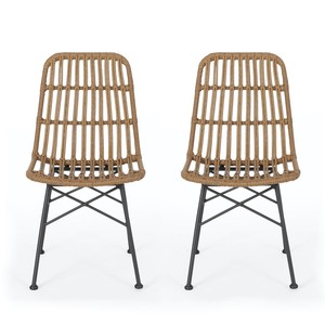 lot 3563 image: Assisi Indoor Wicker Dining Chairs (Set of 2) by Christopher Knight Home- Retail$186.99