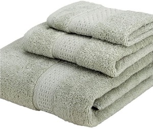 lot 3565 image: Set Of 3 Bath Towels, Sage Green