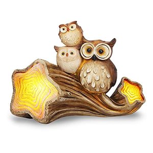 lot 7381 image: Garden Owl Figurine Statue, Owls D�cor with Solar LED Lights for Patio Yard, Cute Lawn Ornaments, Indoor and Outdoor Art Decoration -Garden Gift for Housewarming, Festival 13.25 x 9.75 inch