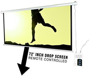 lot 7394 image: Pyle 72 Portable Motorized Matte White Projector Screen - Automatic Projection Display with WallCeiling Mount, Remote and Case - for Home Movie Theater, SlideVideo Showing
