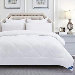 lot 7397 image: CozyLux King White Comforter for All Season, Premium 1800 Series Down Alternative Quilted Duvet Insert for Kids Bed with Corner Tabs, 300GSM Soft Microfiber Fill and Machine Washable (90 x 102)