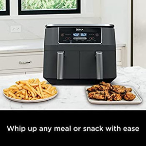 lot 7399 image: Ninja DZ201 Foodi 8 Quart 6-in-1 DualZone 2-Basket Air Fryer with 2 Independent Frying Baskets, Match Cook & Smart Finish to Roast, Broil, Dehydrate & More for Quick, Easy Meals, Grey