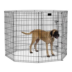 lot 20461 image: MidWest Foldable Metal Dog Exercise Pen  Pet Playpen, Black w door, 24W x 48H