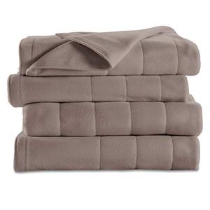 lot 22701 image: Sunbeam Heated Blanket  5 Heat Settings, Quilted Fleece, Mushroom, King - BSF9GKS-R772-13A00